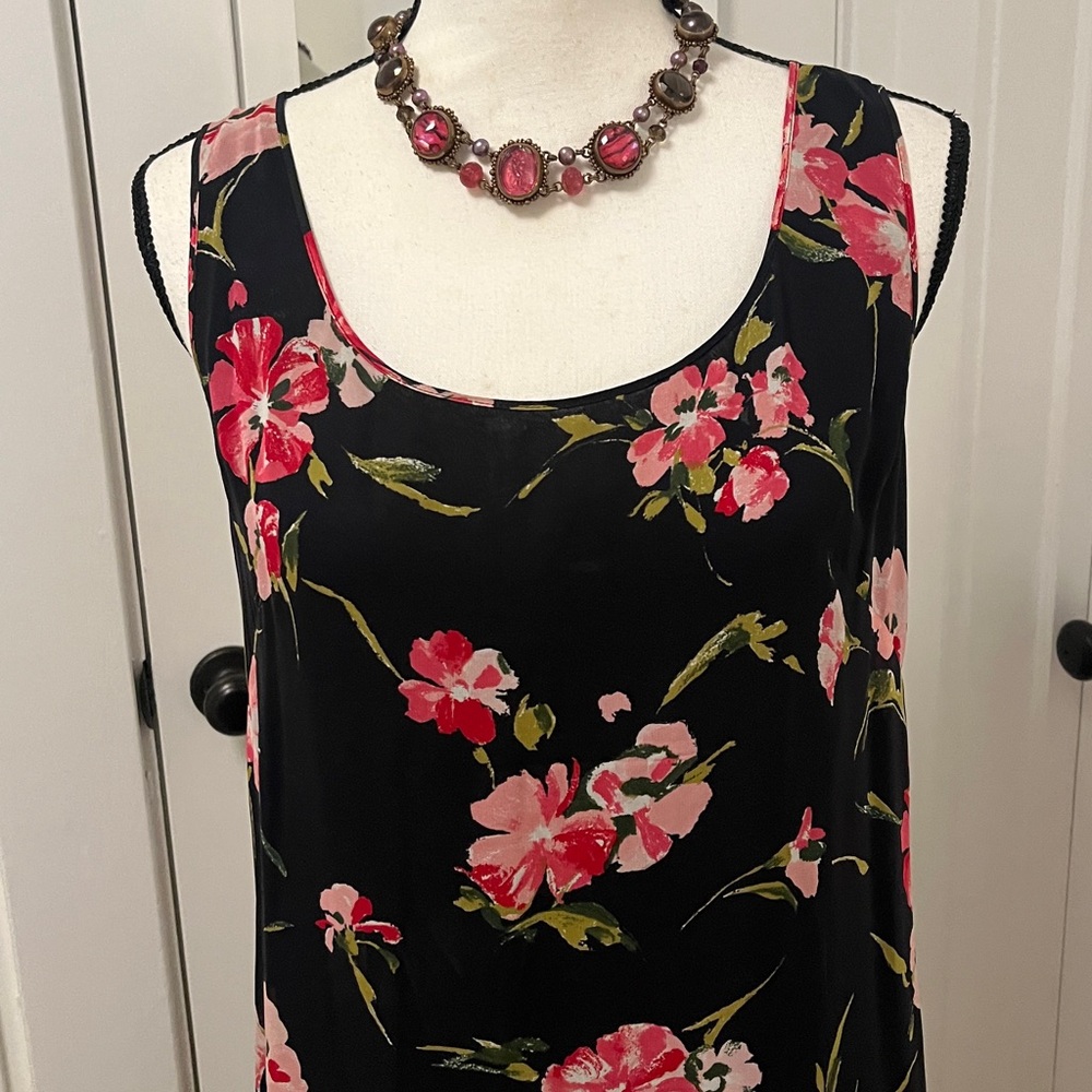 Philosophy di Ferretti Floral Print on Black Float Style Maxi Dress Sz 6 EUC
